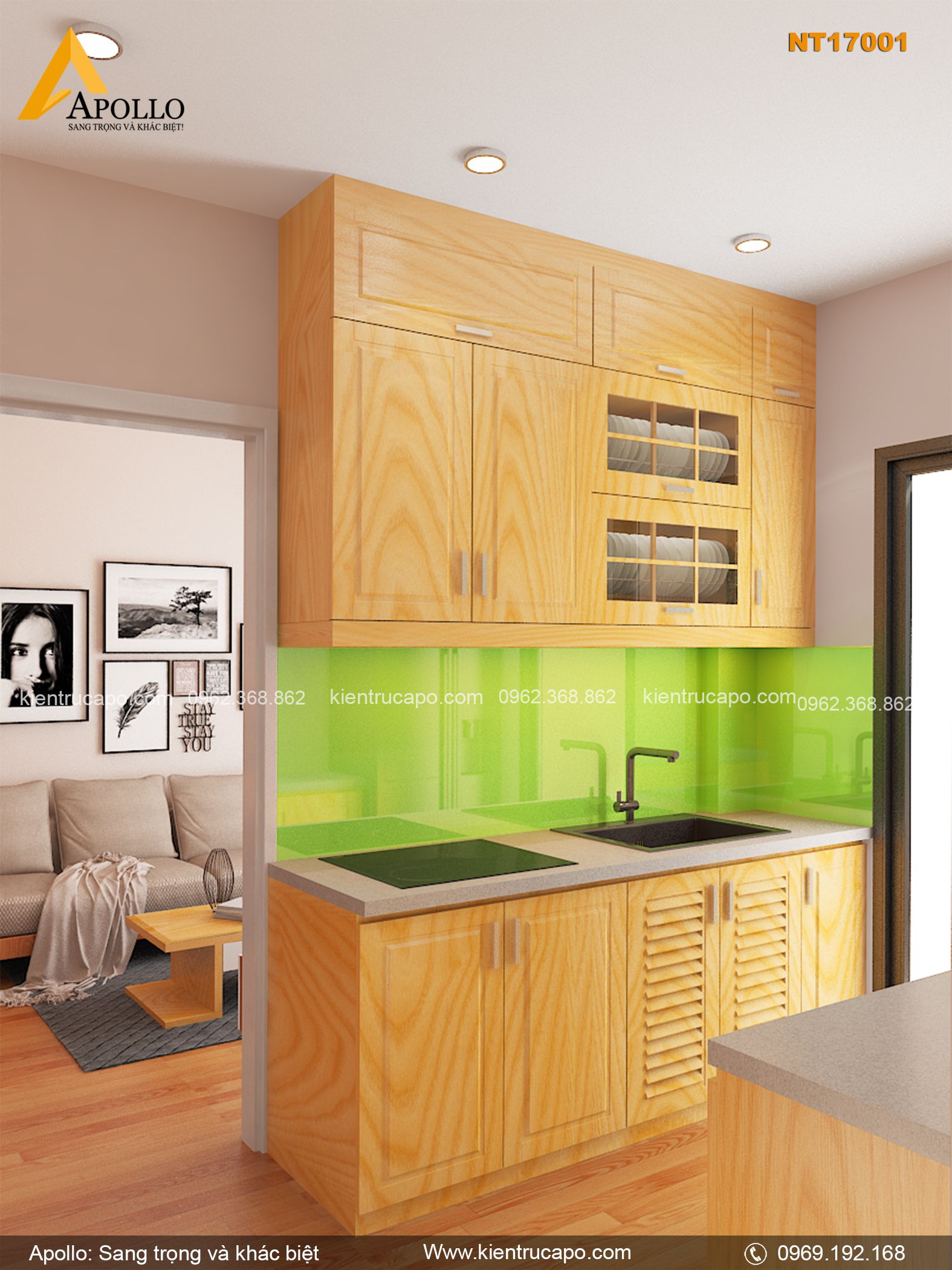 Thiết kế nội thất chung cư hiện đại trẻ trung (NT17001)